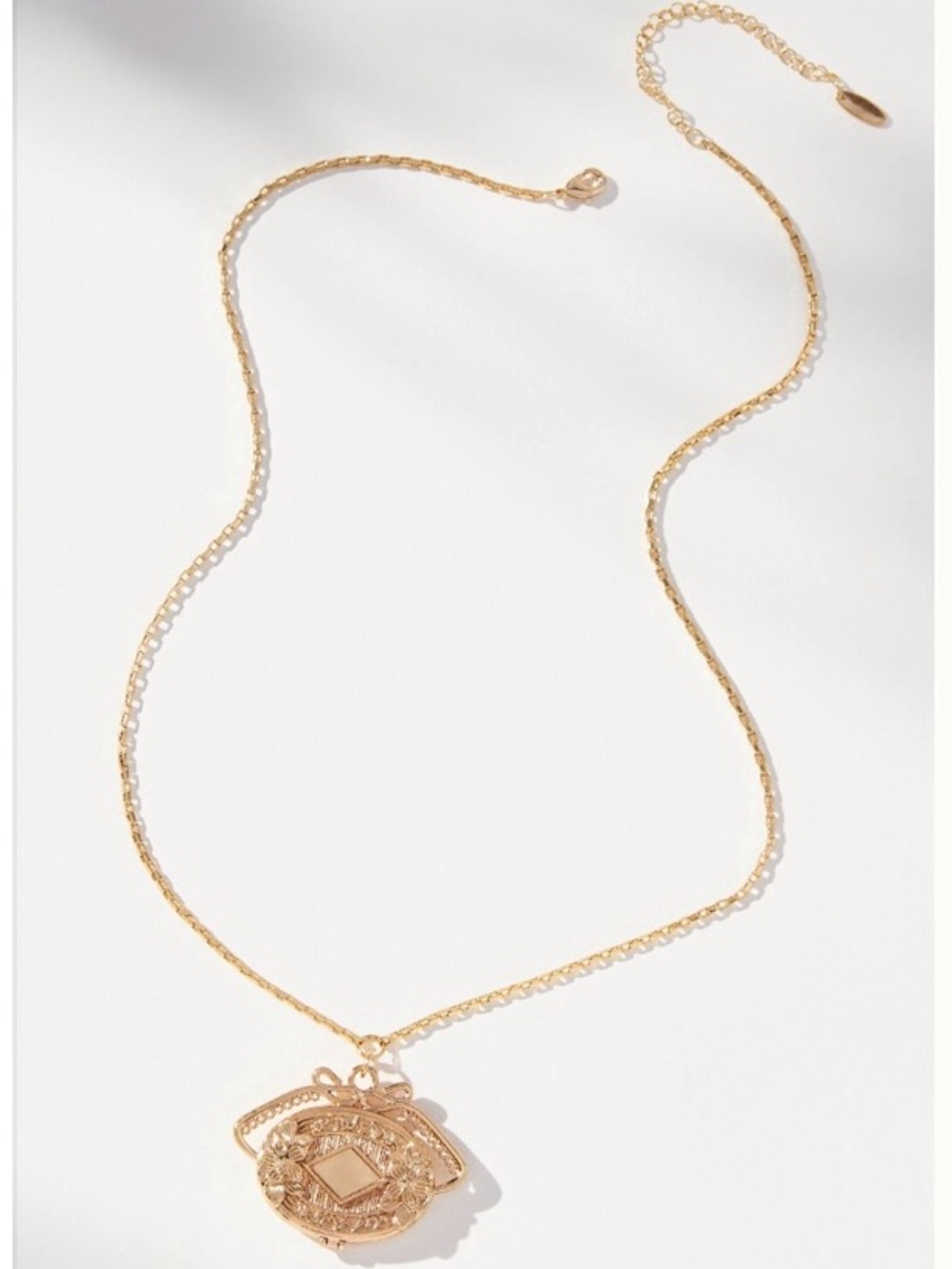 NWT By Anthropologie Gold Oval Pendant Necklace